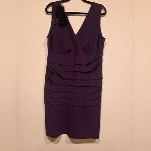 Dress Barn collection midi tiered ruffled dress sleeveless v-neck size 18 woman